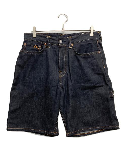 EVISU（エヴィス）EVISU (エヴィス) カモメ刺繍とスローガンプリント レギュラーフィット デニムショーツ インディゴ サイズ:32の古着・服飾アイテム