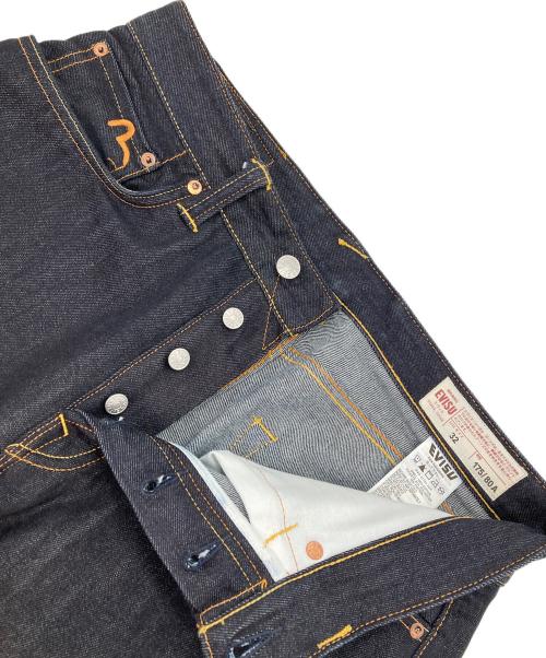 EVISU（エヴィス）EVISU (エヴィス) カモメ刺繍とスローガンプリント レギュラーフィット デニムショーツ インディゴ サイズ:32の古着・服飾アイテム