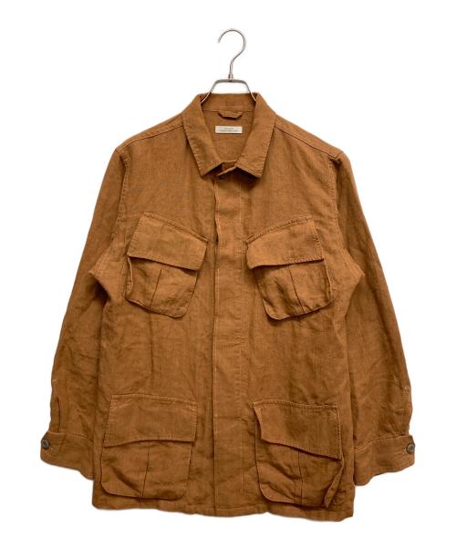 SLOW&CO（スロウアンドコー）slow&co (スロウアンドコー) リネンファティーグジャケット ブラウン サイズ:2の古着・服飾アイテム