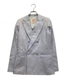 BROOKS BROTHERS（ブルックスブラザーズ）の古着「リネンブレンドダブルブレスドジャケット」｜ピンク