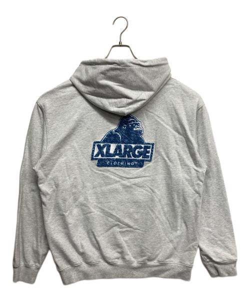 X-LARGE（エクストララージ）X-LARGE (エクストララージ) CHENILLE SLANTED OG HOODED ブルー×ライトグレー サイズ:Lの古着・服飾アイテム
