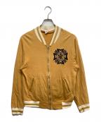 SPORTS WEAR OF QUALITYスポーツウェア・オブ・クオリティー）の古着「フロッキープリントジップアップジャケット」｜イエロー