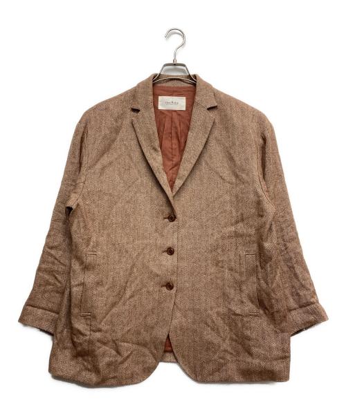 nest Robe（ネストローブ）nest Robe (ネストローブ) リネンウールヘリンボーンジャケット ブラウン サイズ:Freeの古着・服飾アイテム