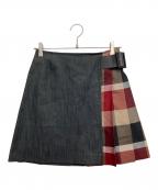 BLUE LABEL CRESTBRIDGEブルーレーベルクレストブリッジ）の古着「チェックラップスカート」｜エンジ×グレー