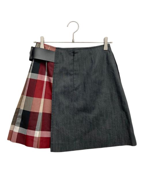 BLUE LABEL CRESTBRIDGE（ブルーレーベルクレストブリッジ）BLUE LABEL CRESTBRIDGE (ブルーレーベルクレストブリッジ) チェックラップスカート エンジ×グレー サイズ:38の古着・服飾アイテム