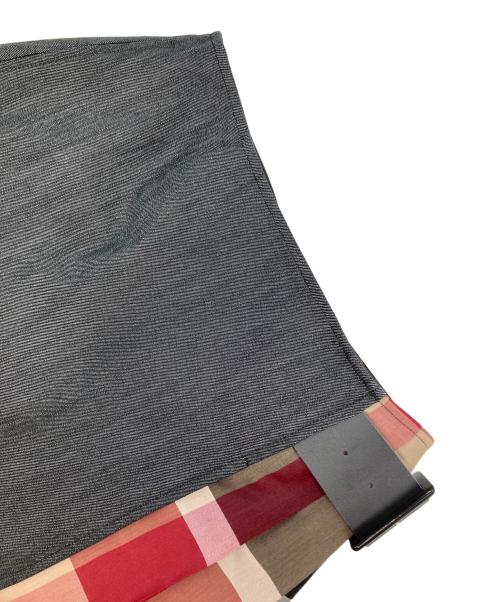 BLUE LABEL CRESTBRIDGE（ブルーレーベルクレストブリッジ）BLUE LABEL CRESTBRIDGE (ブルーレーベルクレストブリッジ) チェックラップスカート エンジ×グレー サイズ:38の古着・服飾アイテム