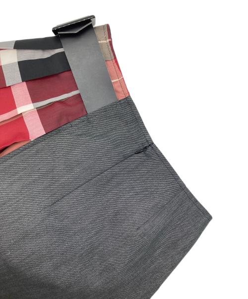 BLUE LABEL CRESTBRIDGE（ブルーレーベルクレストブリッジ）BLUE LABEL CRESTBRIDGE (ブルーレーベルクレストブリッジ) チェックラップスカート エンジ×グレー サイズ:38の古着・服飾アイテム