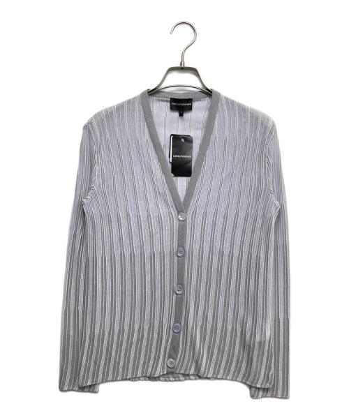 EMPORIO ARMANI（エンポリオ アルマーニ）EMPORIO ARMANI (エンポリオ アルマーニ) プリーツカーディガン グレー×パープル サイズ:Sの古着・服飾アイテム