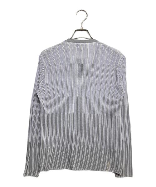 EMPORIO ARMANI（エンポリオ アルマーニ）EMPORIO ARMANI (エンポリオ アルマーニ) プリーツカーディガン グレー×パープル サイズ:Sの古着・服飾アイテム