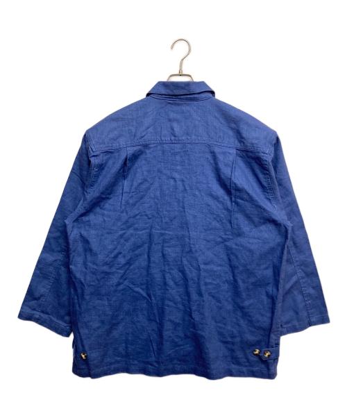USED（ユーズド）USED (ユーズド) フレンチユーロオーバーサイズリネンジャケット ブルー サイズ:無しの古着・服飾アイテム