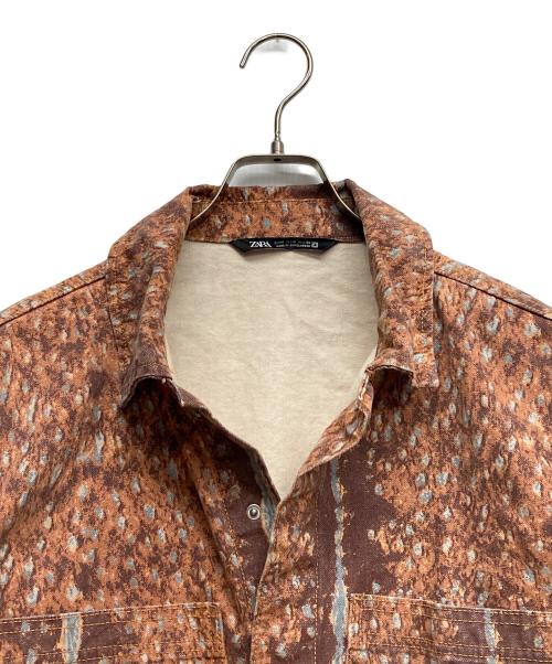 ZARA（ザラ）ZARA (ザラ) 総柄デニムジャケット オレンジ サイズ:Mの古着・服飾アイテム