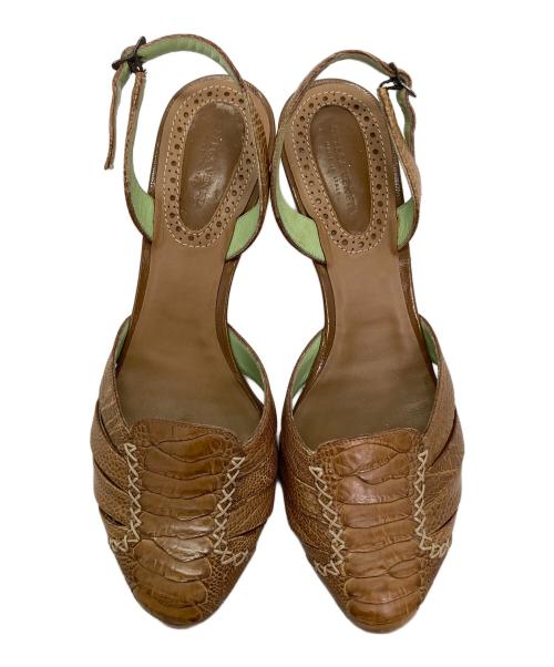 BOTTEGA VENETA（ボッテガベネタ）BOTTEGA VENETA (ボッテガベネタ) クロコ型押しサンダル ベージュ サイズ:37 1/2の古着・服飾アイテム