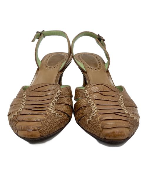 BOTTEGA VENETA（ボッテガベネタ）BOTTEGA VENETA (ボッテガベネタ) クロコ型押しサンダル ベージュ サイズ:37 1/2の古着・服飾アイテム