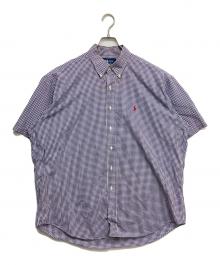 POLO RALPH LAUREN（ポロ・ラルフローレン）の古着「ボタンダウンS/Sシャツ」｜ホワイト×パープル