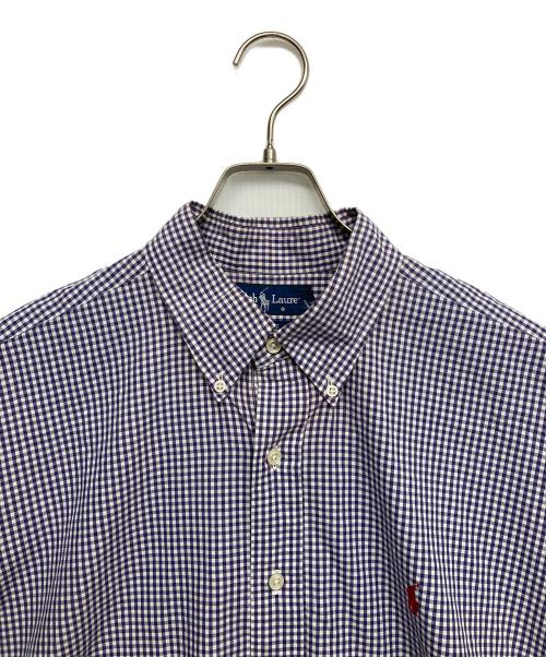 POLO RALPH LAUREN（ポロ・ラルフローレン）POLO RALPH LAUREN (ポロ・ラルフローレン) ボタンダウンS/Sシャツ ホワイト×パープル サイズ:XLの古着・服飾アイテム