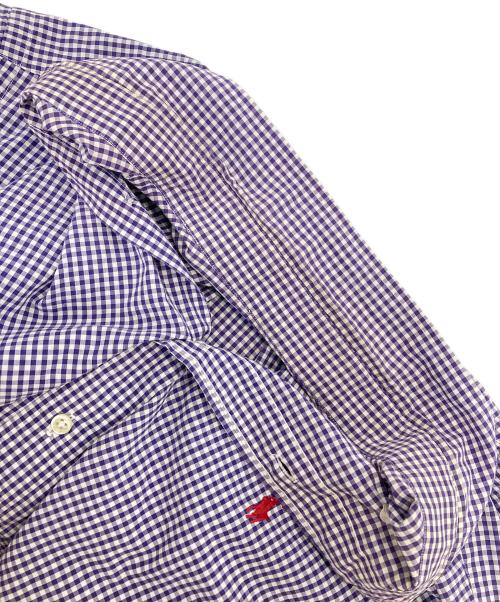 POLO RALPH LAUREN（ポロ・ラルフローレン）POLO RALPH LAUREN (ポロ・ラルフローレン) ボタンダウンS/Sシャツ ホワイト×パープル サイズ:XLの古着・服飾アイテム