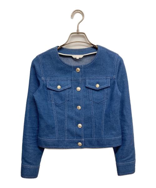 ANAYI（アナイ）ANAYI (アナイ) ノーカラージャケット ブルー サイズ:34の古着・服飾アイテム