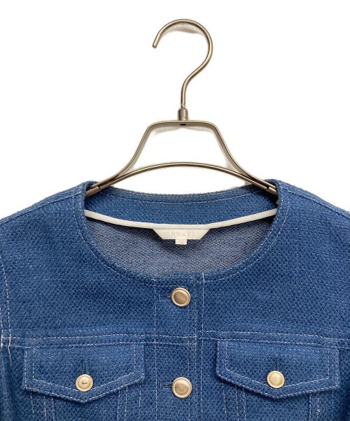 ANAYI（アナイ）ANAYI (アナイ) ノーカラージャケット ブルー サイズ:34の古着・服飾アイテム
