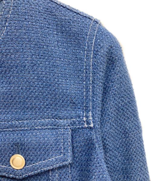 ANAYI（アナイ）ANAYI (アナイ) ノーカラージャケット ブルー サイズ:34の古着・服飾アイテム