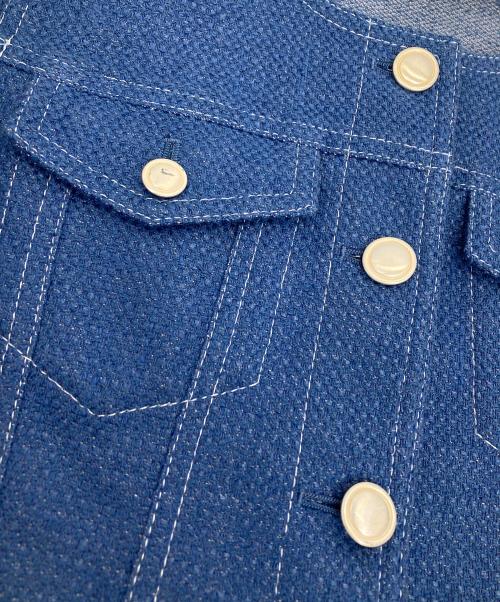 ANAYI（アナイ）ANAYI (アナイ) ノーカラージャケット ブルー サイズ:34の古着・服飾アイテム