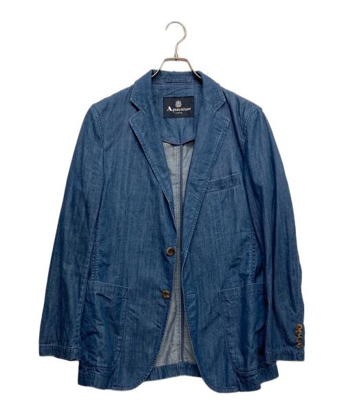 Aquascutum（アクアスキュータム）Aquascutum (アクアスキュータム) 2Bコットンテーラードジャケット ブルー サイズ:Mの古着・服飾アイテム