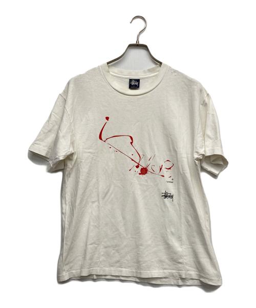 stussy（ステューシー）stussy (ステューシー) WTAPS (ダブルタップス) プリントTシャツ ホワイト サイズ:Lの古着・服飾アイテム