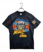 FRUIT OF THE LOOMフルーツオブザルーム）の古着「AMERICAN BY BIRTH-プリントTシャツ」｜ブラック