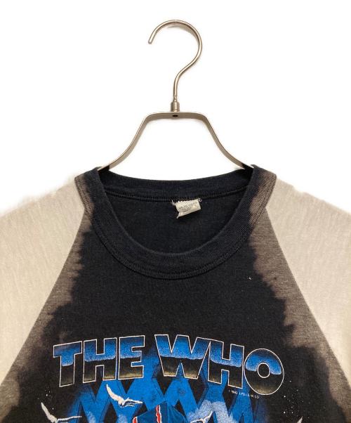 USED（ユーズド）USED (ユーズド) THE WOO-プリントラグランカットソー ホワイト×ブラック サイズ:Lの古着・服飾アイテム