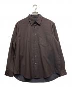 green label relaxingグリーンレーベルリラクシング）の古着「ウォッシャブル TWビエラ ジャストルーズ レギュラーカラー 長袖 シャツ -防シワ-」｜ブラウン