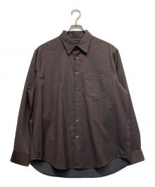 green label relaxing（グリーンレーベルリラクシング）の古着「ウォッシャブル TWビエラ ジャストルーズ レギュラーカラー 長袖 シャツ -防シワ-」｜ブラウン