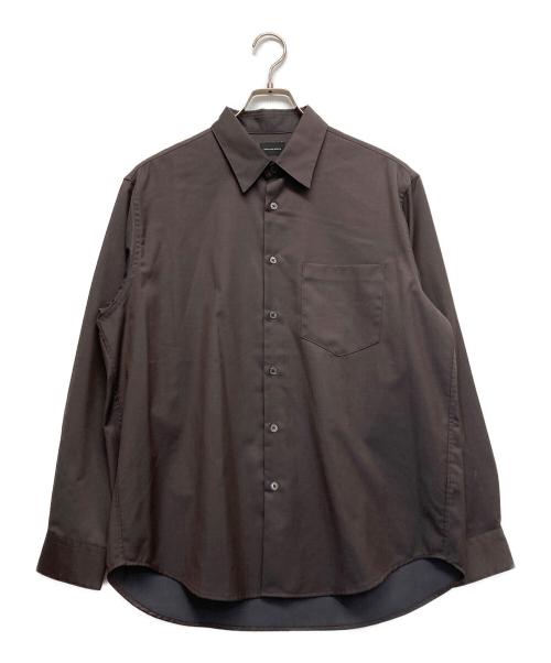 green label relaxing（グリーンレーベルリラクシング）green label relaxing (グリーンレーベルリラクシング) ウォッシャブル TWビエラ ジャストルーズ レギュラーカラー 長袖 シャツ -防シワ- ブラウン サイズ:Mの古着・服飾アイテム