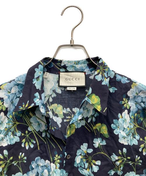 GUCCI（グッチ）GUCCI (グッチ) フラワープリントL/Sシャツ ブルー サイズ:40の古着・服飾アイテム