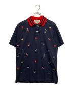 GUCCIグッチ）の古着「フロント刺繍S/Sポロシャツ」｜ブルー