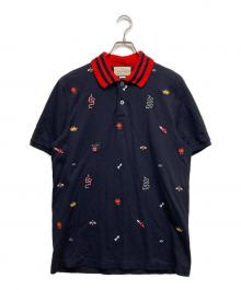 GUCCI（グッチ）の古着「フロント刺繍S/Sポロシャツ」｜ブルー