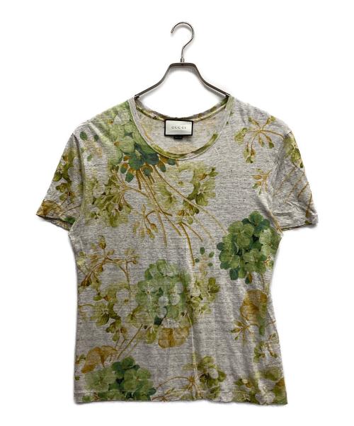 GUCCI（グッチ）GUCCI (グッチ) フローラルリネンS/STシャツ グレー サイズ:Sの古着・服飾アイテム