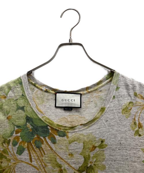 GUCCI（グッチ）GUCCI (グッチ) フローラルリネンS/STシャツ グレー サイズ:Sの古着・服飾アイテム