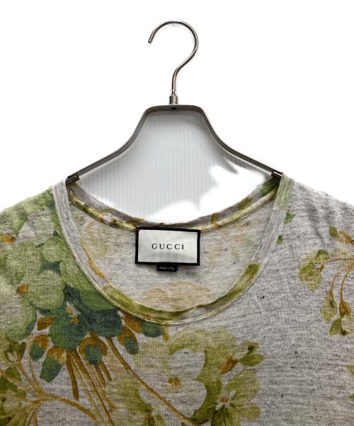 GUCCI（グッチ）GUCCI (グッチ) フローラルリネンS/STシャツ グレー サイズ:Sの古着・服飾アイテム