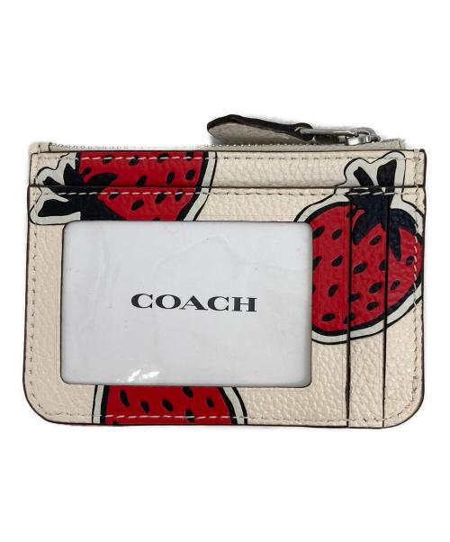 COACH（コーチ）COACH (コーチ) ミニスキニーIDケース ホワイト×レッドの古着・服飾アイテム