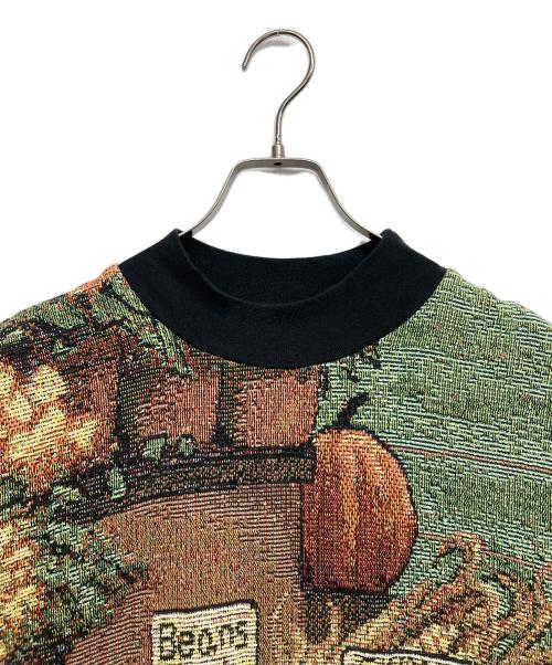 SUGAR STREET（ストリートシュガー）SUGAR STREET (ストリートシュガー) グラフィックハイネックニット ベージュ×グリーン サイズ:XLの古着・服飾アイテム
