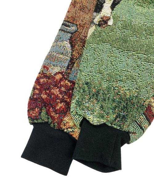 SUGAR STREET（ストリートシュガー）SUGAR STREET (ストリートシュガー) グラフィックハイネックニット ベージュ×グリーン サイズ:XLの古着・服飾アイテム