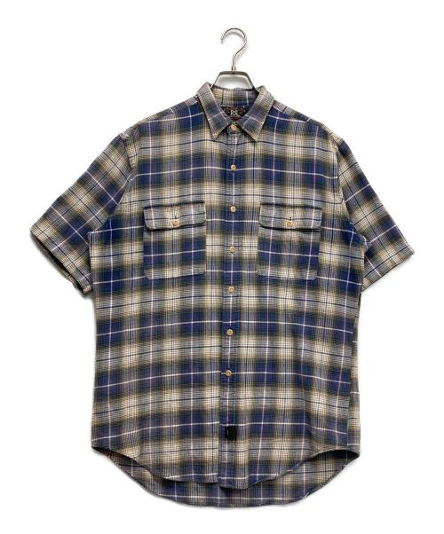 RRL（ダブルアールエル）RRL (ダブルアールエル) オンブレチェックS/Sシャツ ブルー サイズ:Mの古着・服飾アイテム