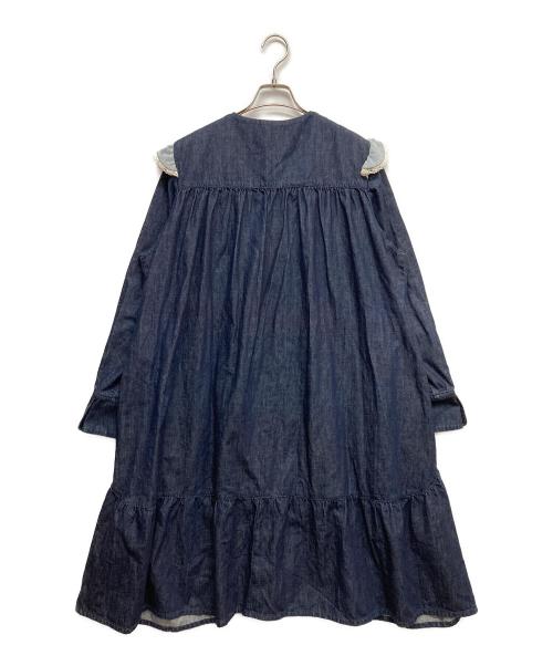 GUCCI（グッチ）GUCCI (グッチ) Lace-trimmed denim dress インディゴ サイズ:40の古着・服飾アイテム