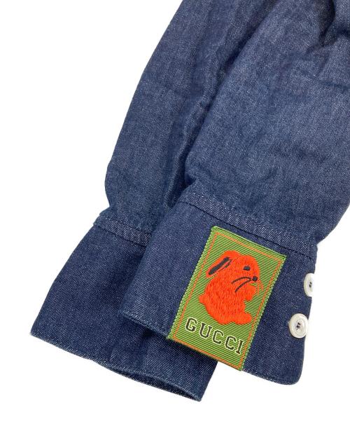 GUCCI（グッチ）GUCCI (グッチ) Lace-trimmed denim dress インディゴ サイズ:40の古着・服飾アイテム