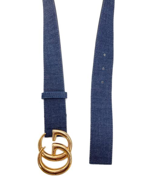 GUCCI（グッチ）GUCCI (グッチ) Lace-trimmed denim dress インディゴ サイズ:40の古着・服飾アイテム