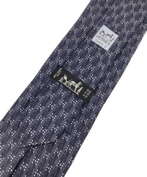 HERMES（エルメス）HERMES (エルメス) シルクネクタイ ネイビー×グレー サイズ:-の古着・服飾アイテム