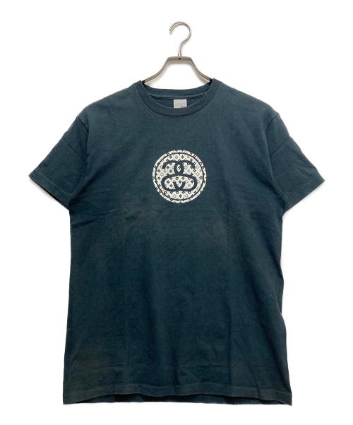 stussy（ステューシー）stussy (ステューシー) SSリンクモノグラムプリントTシャツ ホワイト×ブラック サイズ:Lの古着・服飾アイテム