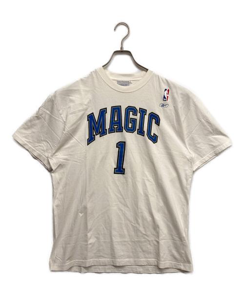 REEBOK（リーボック）REEBOK (リーボック) プリントTシャツ ブルー×ホワイト サイズ:Lの古着・服飾アイテム