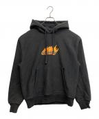 stussyステューシー）の古着「Flames Hoodie」｜ブラック