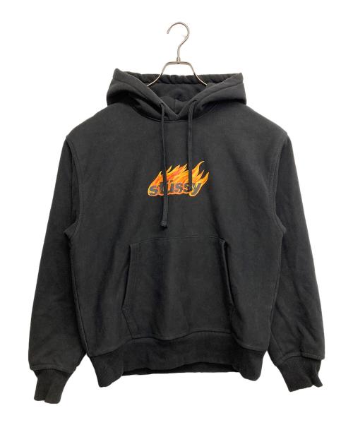 stussy（ステューシー）stussy (ステューシー) Flames Hoodie ブラック サイズ:Mの古着・服飾アイテム