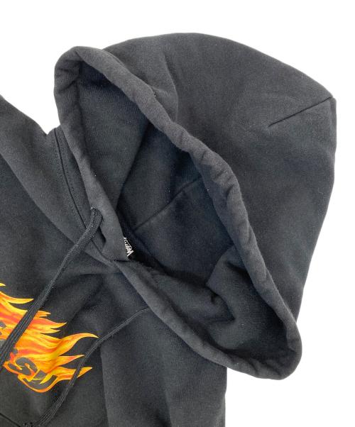 stussy（ステューシー）stussy (ステューシー) Flames Hoodie ブラック サイズ:Mの古着・服飾アイテム